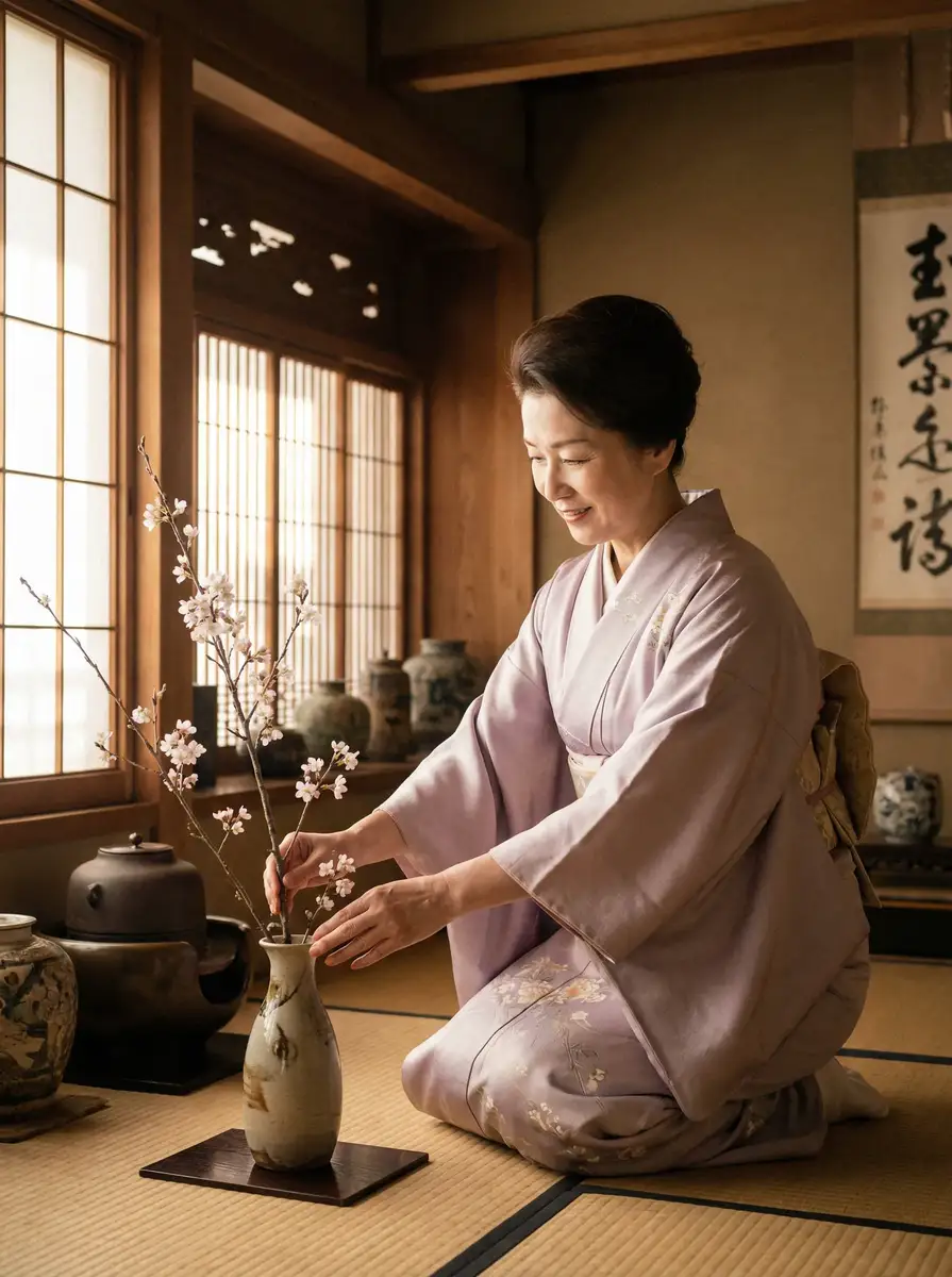 一位优雅的 黄色仓库-高清成人视频大全|最新更新|安全无广告 在和室中插花